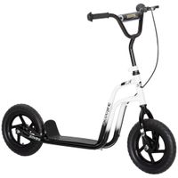 homcom monopatin para ninos 5-12 anos con freno caballete y manillar ajustable 115x50x80-88 cm blanco y negro