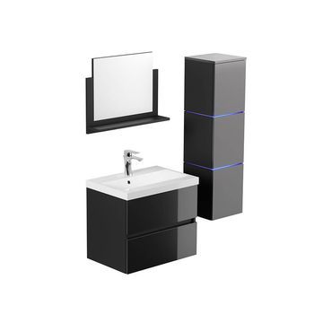 Conjunto Completo De Muebles De Baño Wangerooge Deluxe L - Negro Made In Germany
