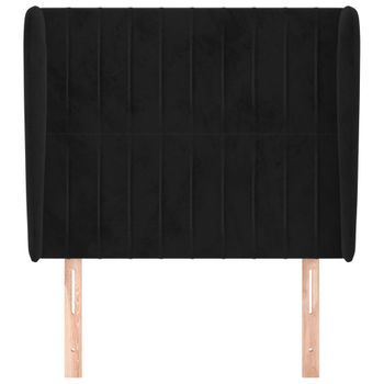 Cabecero Cama Mueble De Dormitorio Con Orejas De Terciopelo 103 X 23 X 118/128 Cm Negro M02_0003977
