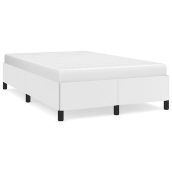 Cama Matrimonial | Cama Para Adultos | Estructura De Cama Cuero Sintético Blanco 120x190 Cm