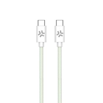 Cable USB-C a USB-C Celly Tejido Trenzado 1,5 m Verde/Blanco