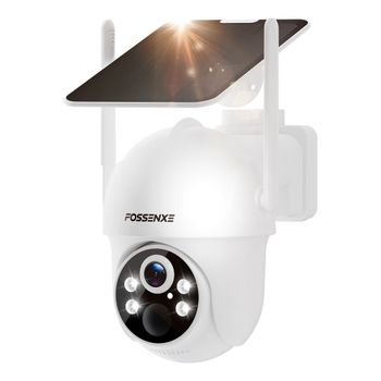 FOSSENXE Cámara de seguridad exterior F15 4G LTE  - Alimentación por Panel Solar de 4W, batería 8000 mAh, detección de movimiento PIR, conversación bidireccional, calidad de imagen 2K HD, visión de