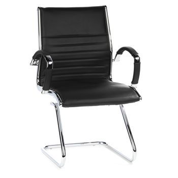 Silla De Confidente / Silla Voladiza Parma V Piel Negro Cromado Hjh Office
