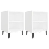 mesitas de noche con patas de metal 2 uds blanco 40x30x50 cm vidaxl