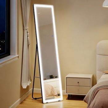 Espejo De Pie O Pared De Aluminio Vidrio Homcom 40x37x157,5 Cm-plata
