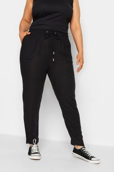 Yours Joggers Negros Mezcla De Lino, Mujer Curvy Y Tallas Grandes, Yours