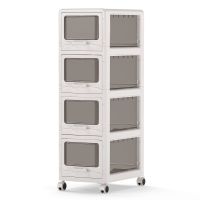 costway cajonera plastica blanca de 4 niveles con cajones transparentes y ruedas con freno espacio compacto para dormitorio y oficina 42 x 28 x 915 cm blanco