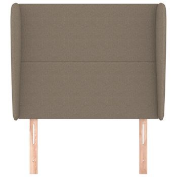 Cabecero Cama Mueble De Dormitorio Con Orejas De Tela 103 X 23 X 118/128 Cm Gris Topo M02_0003409