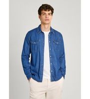 pepe jeans para hombre pm308586ht8 camisa regular azul s casual denim manga larga sostenible