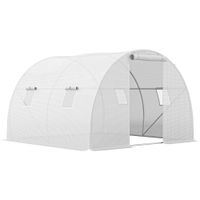outsunny invernadero de jardin tunel 9 m 4 ventanas puerta enrollable con cremallera chasis acero galvanizado lona pe 3 x 3 x 2 m blanco   aosom espana
