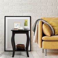 juego de 2 mesita de noche de 2 niveles con patas curvadas mesas de acento para dormitorio salon y sala de estar 40 x 40 x 60 cm marron cfw80597