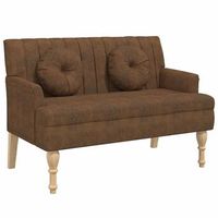 banco con cojines ante sintetico marron 113x645x755 cm vidaxl