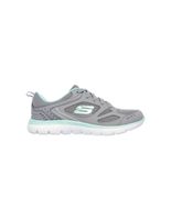 zapatillas skechers summits-suited mujer gray leather  duraleather turqouise