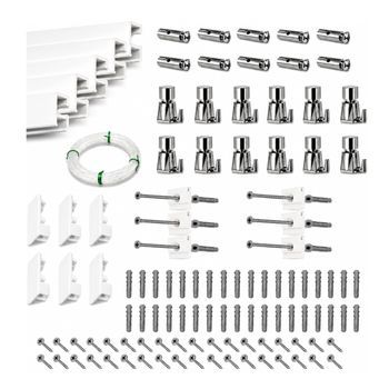 Eurohang Pack Colgar Cuadros Sin Agujeros 9m Guías Aluminio Blanco Mate Con 12 Colgadores Automático, Cuelga Cuadros Sin Clavos Hogar Oficina