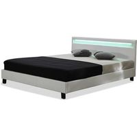 cama con cabecero led maria - 140 x 190 cm - blanco