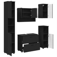 juego de muebles de bano 5 uds negro 35 x 30 x 192 cm vidaxl