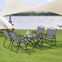 mesa portatil con 4 sillas plegables camping botrugno aluminio tela - gris casapro