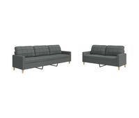 vidaxl juego de sofas 2 piezas tela gris oscuro