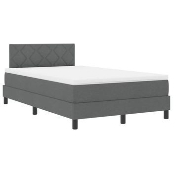 Cama Box Spring Con Colchón Gris Oscuro 120 X 200 Cm Tela
