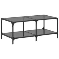 mesa de centromesa auxiliarmesita de centro superficie de vidrio acero negra 985x50x40 cm