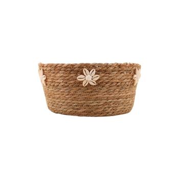 Cesta de fibras naturales con detalles de conchas 27 cm