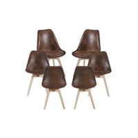 pack 6 sillas synk vintage de polipiel 834940 cm - marron