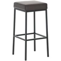 taburete de bar x1 con reposapies de diseno sencillo altura 85 cm en pvc marron y metal negro 100005244