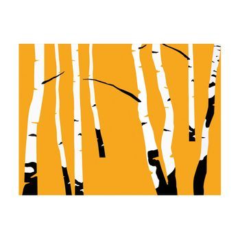 Papel Pintado 3d - Birches On The Orange Background (250x193 Cm)