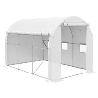 outsunny invernadero de jardin 6 m 3x2 m con 1 puerta  2 paredes laterales con cremallera enrollables 6 ventanas blanco   aosom espana