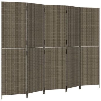 Biombo De 5 Paneles Ratán Sintético Gris Vidaxl