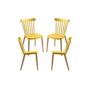 Pack 4 Sillas Leka De Polipropileno 82*44*54 Cm - Amarillo