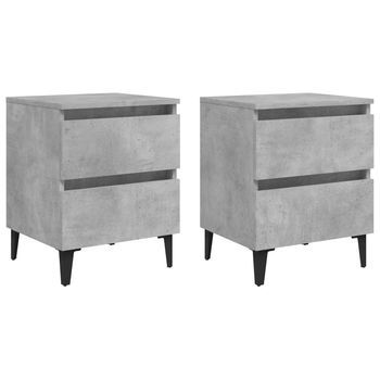 Mesitas De Noche 2 Uds Contrachapada Gris Hormigón 40x35x50 Cm Vidaxl