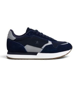 Hackett London para hombre. HMS200125 Zapatillas de ante Vector Device marino (40), Plano, Serraje, Cordones, Casual