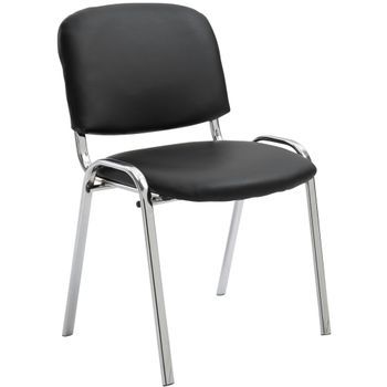Silla De Conferencia Ken Chrom Simil Cuero Negro 48x54x79 Cm Clp