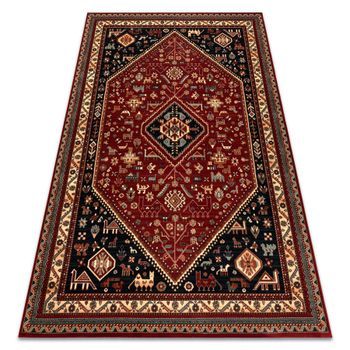 Alfombra De Lana Kashqai 4364 301 Oriental, Marco Burdeos / Negro 80x160 Cm
