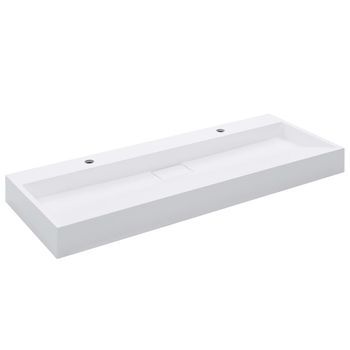 Lavabo 120x46x11 Cm Resina Mineral/mármol Blanco Vidaxl