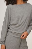 hunkemoller top de manga larga premium rib batwing gris