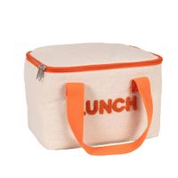 bolsa para almuerzo en naranja y blanco