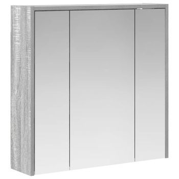 Armario Con Espejo De Baño Gris Sonoma 63,5 X 16 X 62,5 Cm Vidaxl