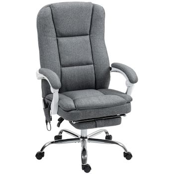 HOMCOM Sillón de oficina masajeador y calefactable silla de oficina con altura regulable respaldo reclinable 66x60x113-121cm gris