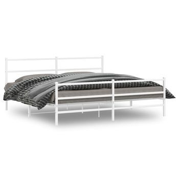 Cama Matrimonial | Cama Para Adultos | Estructura Cama Metal Con Cabecero Y Estribo Blanco 183x213 Cm