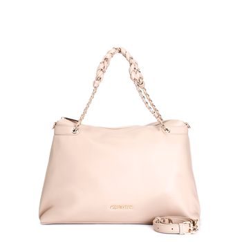 bolso shopping suave con asas de cadena roscadas camel