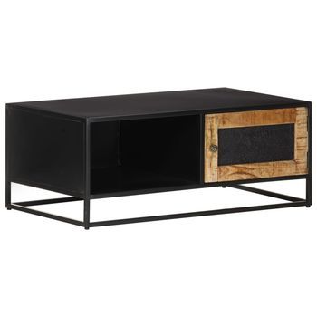 Mesa De Centro Madera De Mango Rugosa 90x50x35 Cm Vidaxl