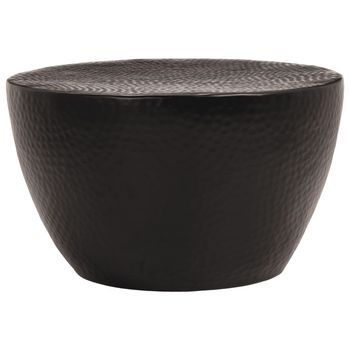 Mesa De Café - Mesa De Centro Aluminio Martillado Latón Negro Ø 50x30 Cm
