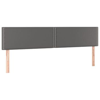 Cabecero Cama Mueble De Dormitorio Con Led Cuero Sintético 180 X 5 X 78/88 Cm Gris M02_0000265