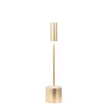 Zafferano - Lámpara De Mesa Led Recargable Carolina Con Atenuación Táctil - Para Interior Y Exterior - Latón Cepillado