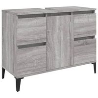 armario de lavabo  mueble de lavabo madera contrachapada gris sonoma 80x33x60 cm