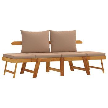 Banco De Jardín | Banco De Exterior | Silla De Jardín Con Cojines 2 En 1 Madera Maciza De Acacia