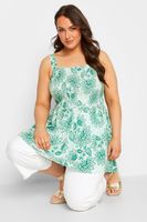 yours top de tirantes blanco de flores verdes busto fruncido mujer curvy y tallas grandes yours
