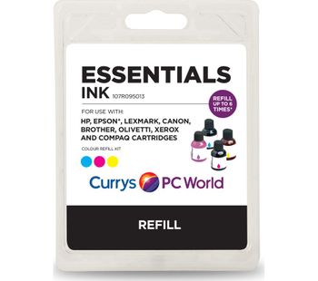 ESSENTIALS Universal Cyan, Magenta & Yellow Ink Refill Kit, Cyan